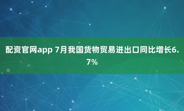 配资官网app 7月我国货物贸易进出口同比增长6.7%